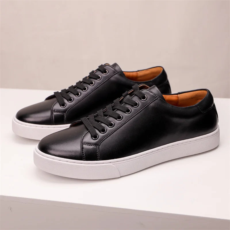 Men's Handmade Leather Sneakers – Non-Slip Breathable Casual Shoes