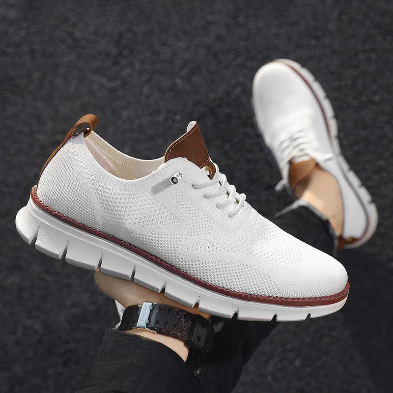 Men's Breathable Oxford Dress Sneakers – Non-Slip Business Casual Shoes
