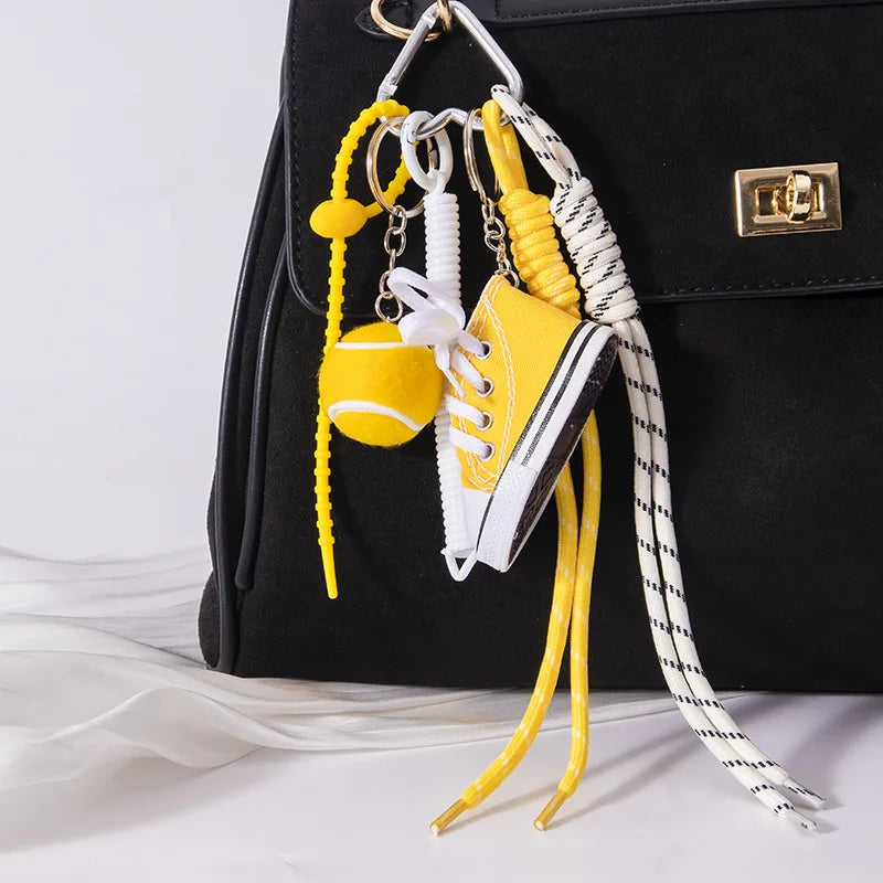 Mini Canvas Shoe Keychain – Colorful Woven Rope Bag Charm