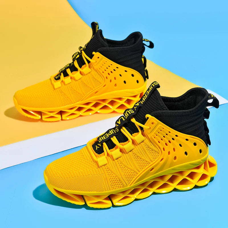 Men's Casual Lace-Up Sneakers – Breathable Flyknit Fashion Shoes