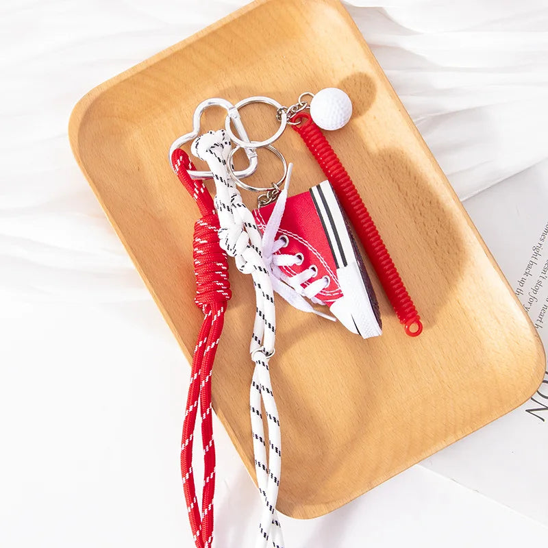 Mini Canvas Shoe Keychain – Colorful Woven Rope Bag Charm