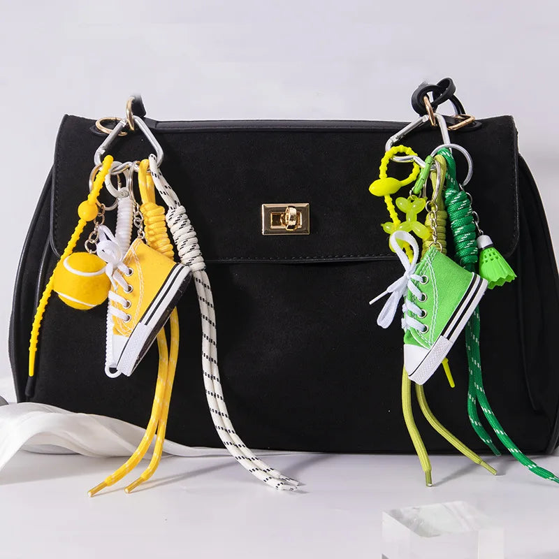 Mini Canvas Shoe Keychain – Colorful Woven Rope Bag Charm