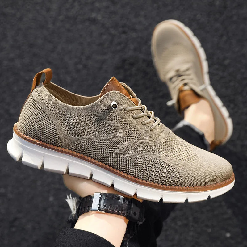 Men's Breathable Oxford Dress Sneakers – Non-Slip Business Casual Shoes