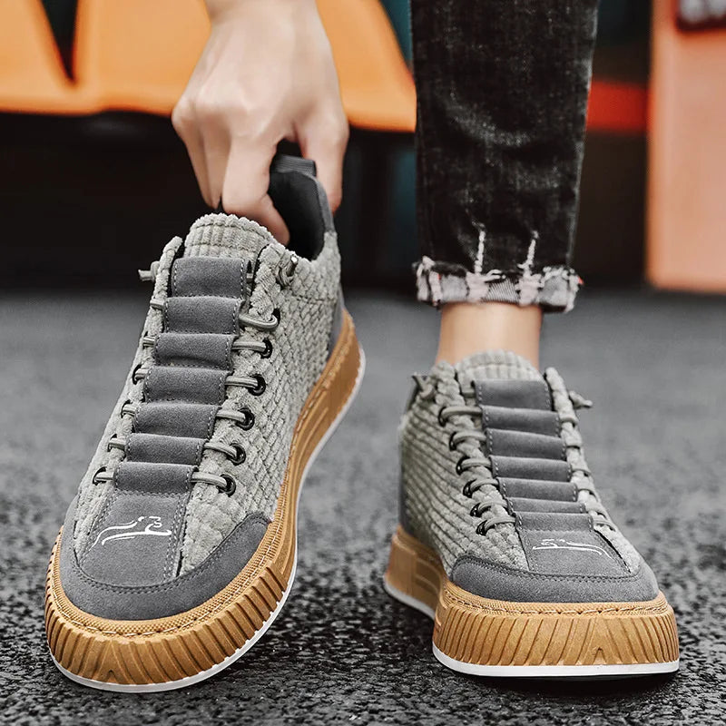 Men's Platform Vulcanized Casual Sneakers – Corduroy Fashion Shoes