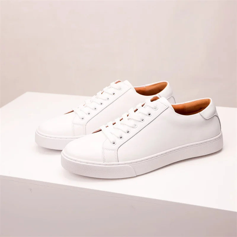 Men's Handmade Leather Sneakers – Non-Slip Breathable Casual Shoes