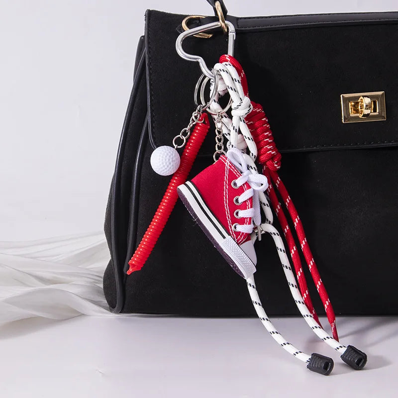 Mini Canvas Shoe Keychain – Colorful Woven Rope Bag Charm