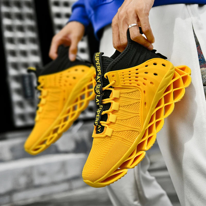 Men's Casual Lace-Up Sneakers – Breathable Flyknit Fashion Shoes