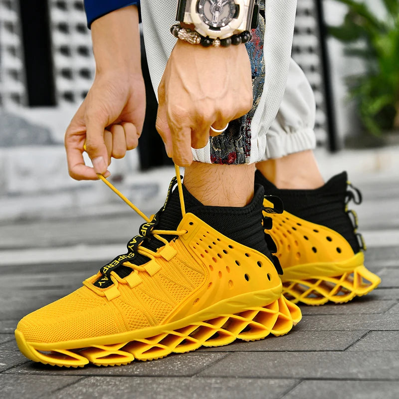 Men's Casual Lace-Up Sneakers – Breathable Flyknit Fashion Shoes