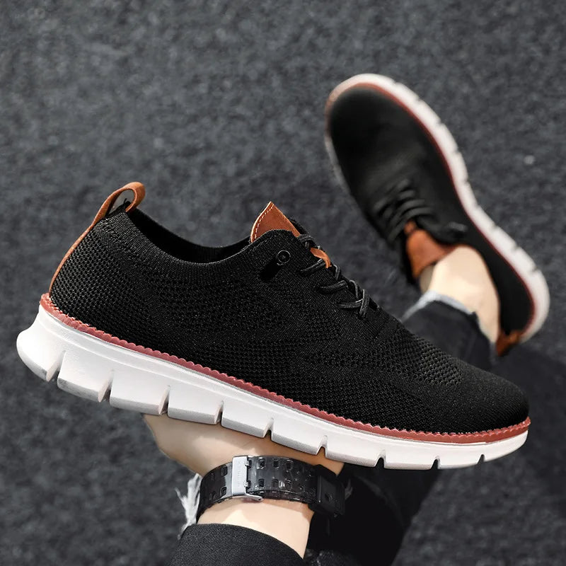 Men's Breathable Oxford Dress Sneakers – Non-Slip Business Casual Shoes
