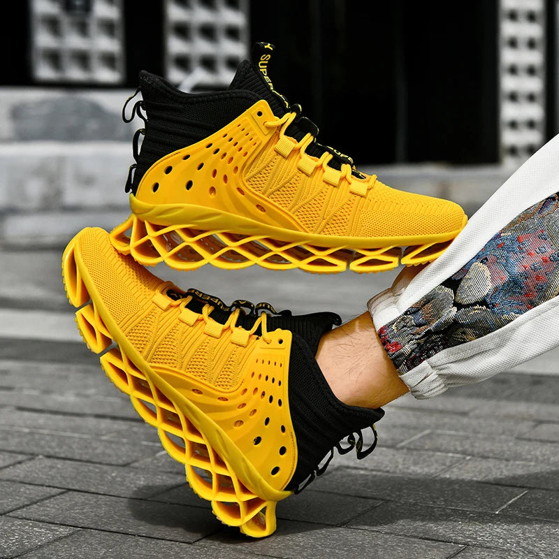 Men's Casual Lace-Up Sneakers – Breathable Flyknit Fashion Shoes