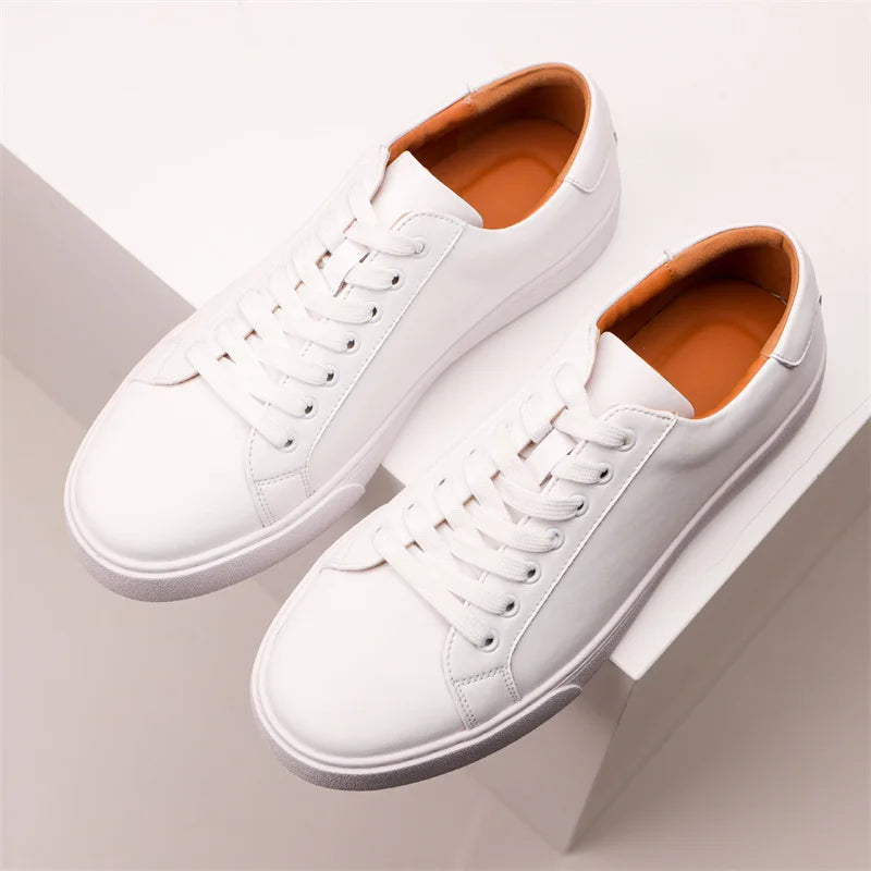 Men's Handmade Leather Sneakers – Non-Slip Breathable Casual Shoes