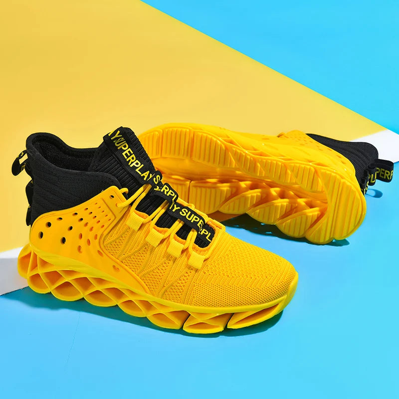 Men's Casual Lace-Up Sneakers – Breathable Flyknit Fashion Shoes