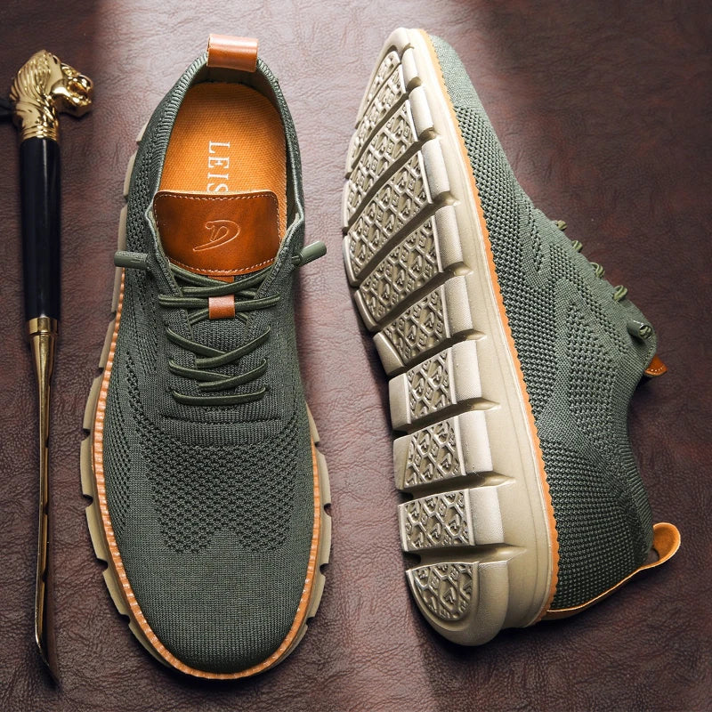 Men's Breathable Oxford Dress Sneakers – Non-Slip Business Casual Shoes