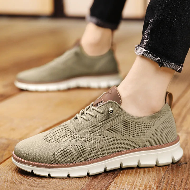 Men's Breathable Oxford Dress Sneakers – Non-Slip Business Casual Shoes