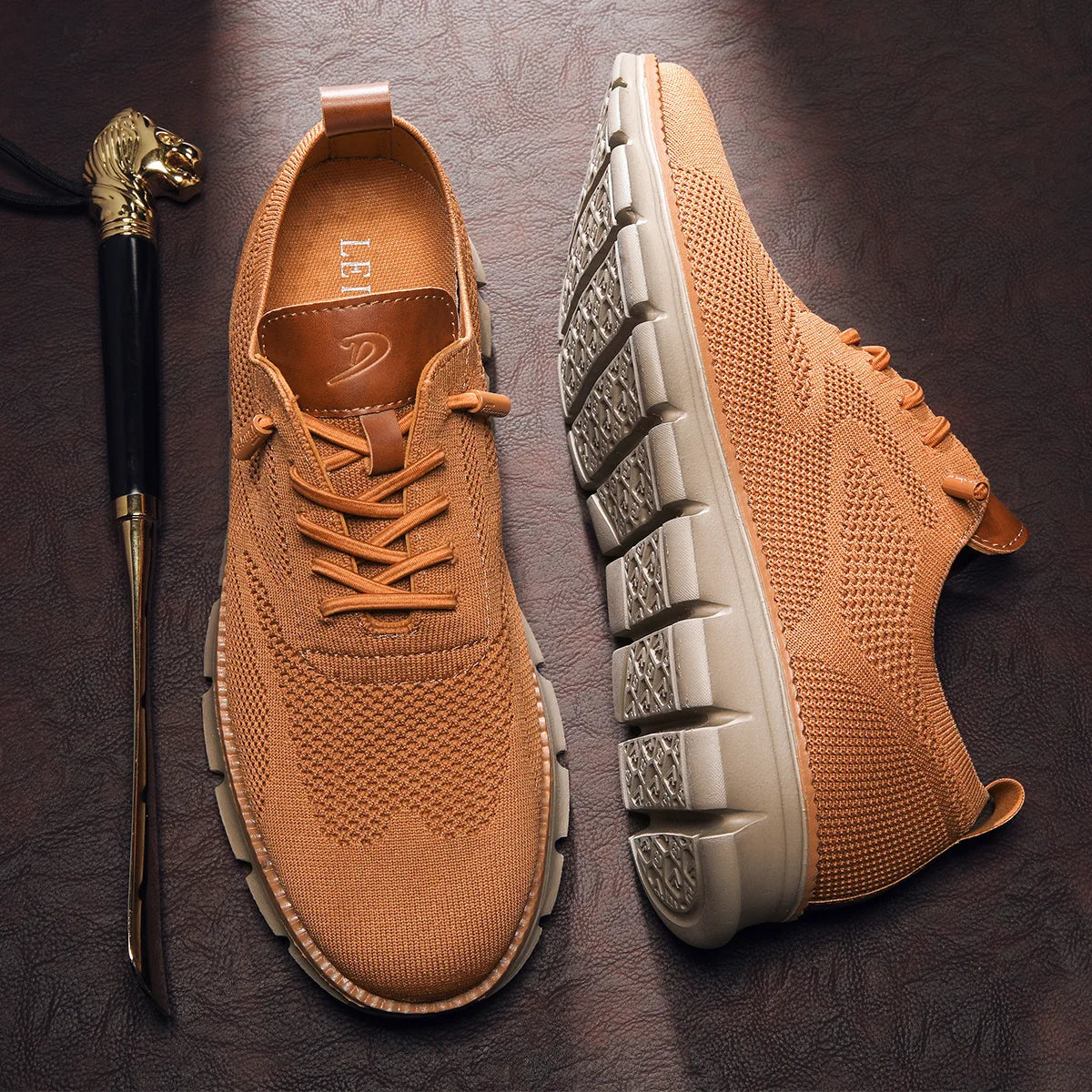 Men's Breathable Oxford Dress Sneakers – Non-Slip Business Casual Shoes