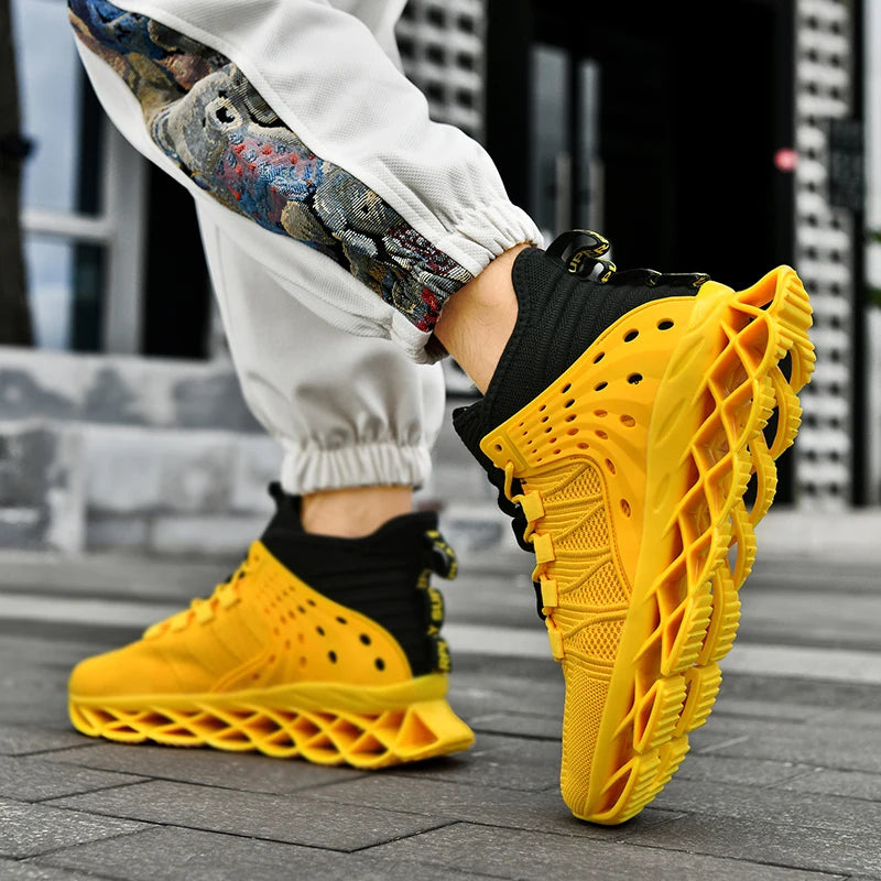 Men's Casual Lace-Up Sneakers – Breathable Flyknit Fashion Shoes