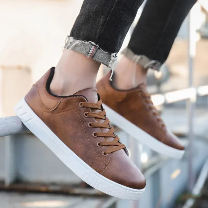 Men's British-Style Leather Loafers – Classic Flat Casual Shoes