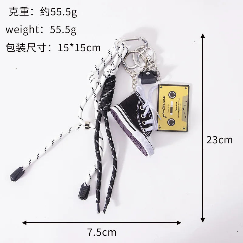 Mini Canvas Shoe Keychain – Colorful Woven Rope Bag Charm