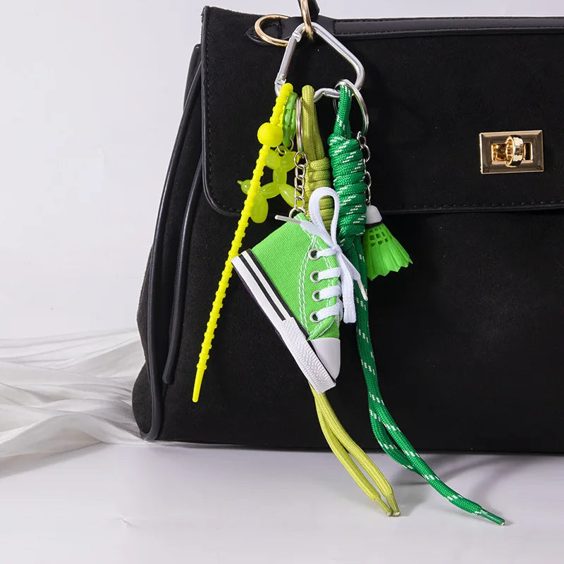 Mini Canvas Shoe Keychain – Colorful Woven Rope Bag Charm