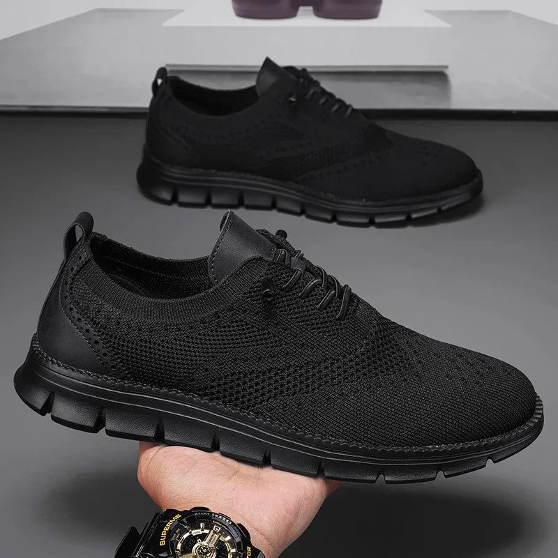 Men's Breathable Oxford Dress Sneakers – Non-Slip Business Casual Shoes
