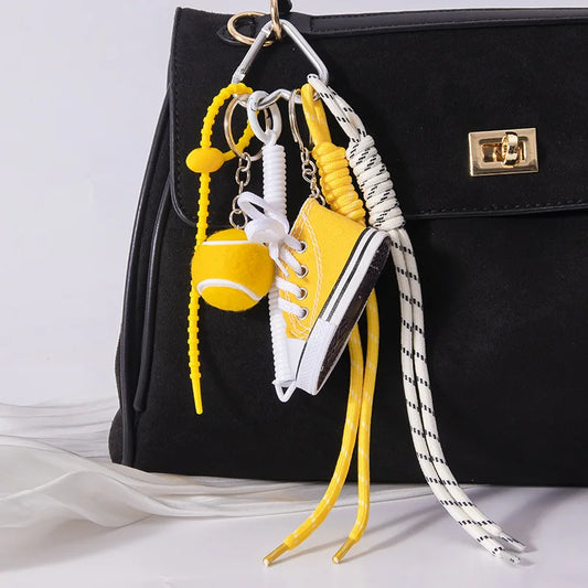 Mini Canvas Shoe Keychain – Colorful Woven Rope Bag Charm